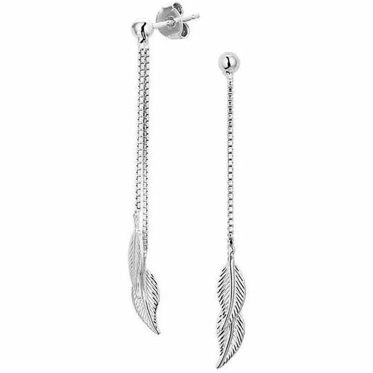 Zilveren oorhangers veer
