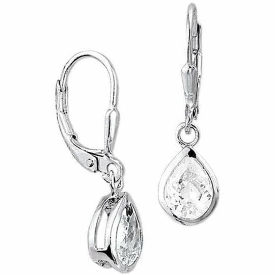 Zilveren oorhangers zirkonia brisur haak