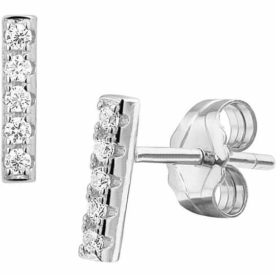 Zilveren oorknoppen balkje zirkonia