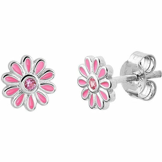 Zilveren oorknoppen bloem zirkonia