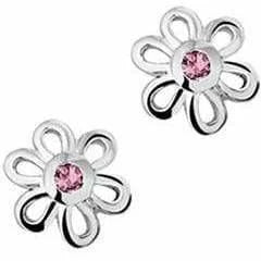 Zilveren oorknoppen bloem zirkonia