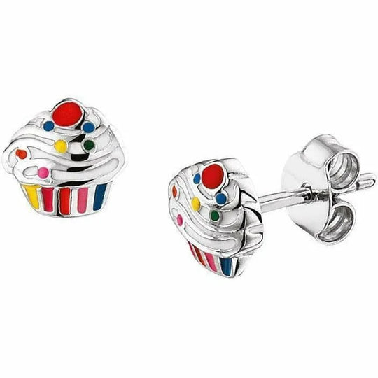 Zilveren oorknoppen cupcake