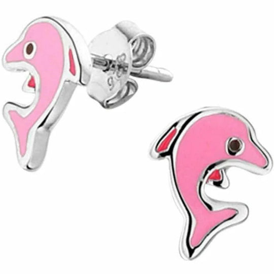 Zilveren oorknoppen dolfijn