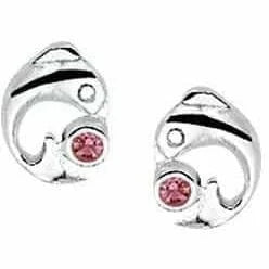 Zilveren oorknoppen dolfijn zirkonia