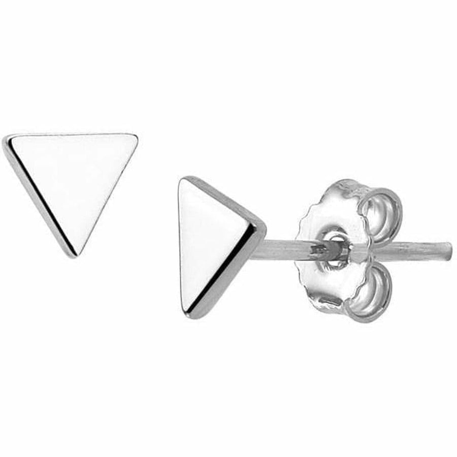 Zilveren oorknoppen driehoek - Oorsieraden