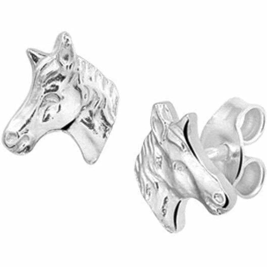 Zilveren oorknoppen paardenhoofd - Oorsieraden