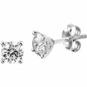 Zilveren oorknoppen zirkonia 5 mm