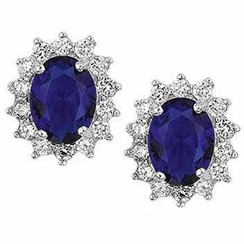 Zilveren oorknoppen zirkonia en synthetische saffier