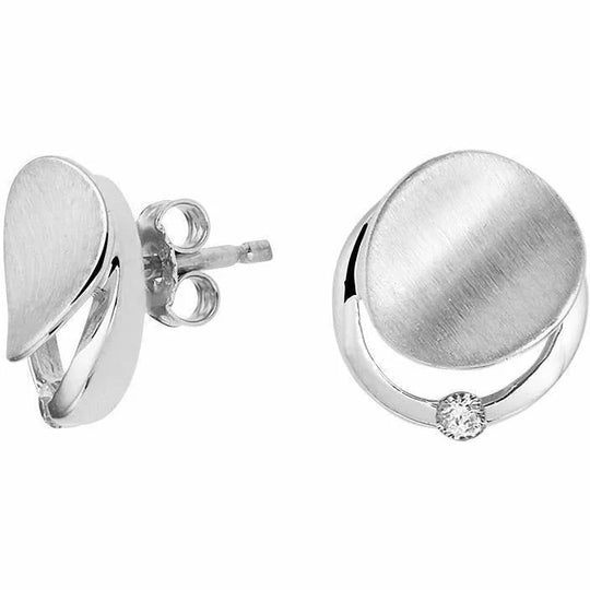 Zilveren oorknoppen zirkonia poli/mat