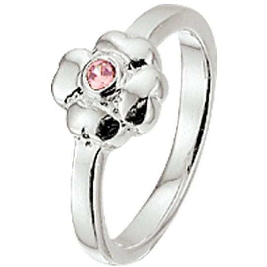 Zilveren ring bloem roze zirkonia- ringmaat 12.5
