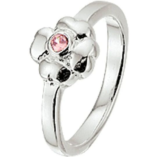Zilveren ring bloem roze zirkonia- ringmaat 14