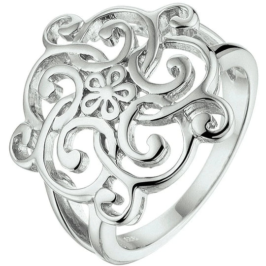 Zilveren ring filigrain bloemen
