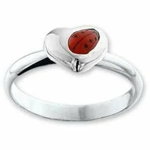 Zilveren ring lieveheersbeestje hart mt 14.0