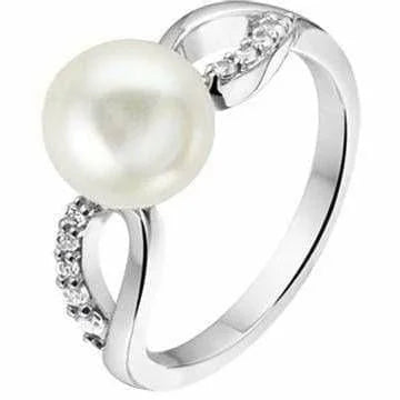 Zilveren ring parel en zirkonia mt 17.75