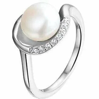 Zilveren ring parel en zirkonia mt 17.75