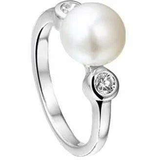 Zilveren ring parel en zirkonia mt 17.75