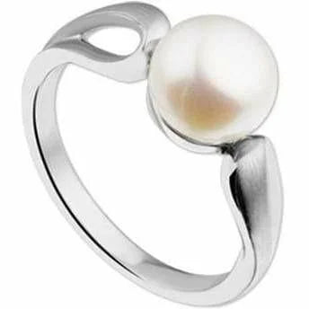 Zilveren ring parel poli/mat mt 17.75