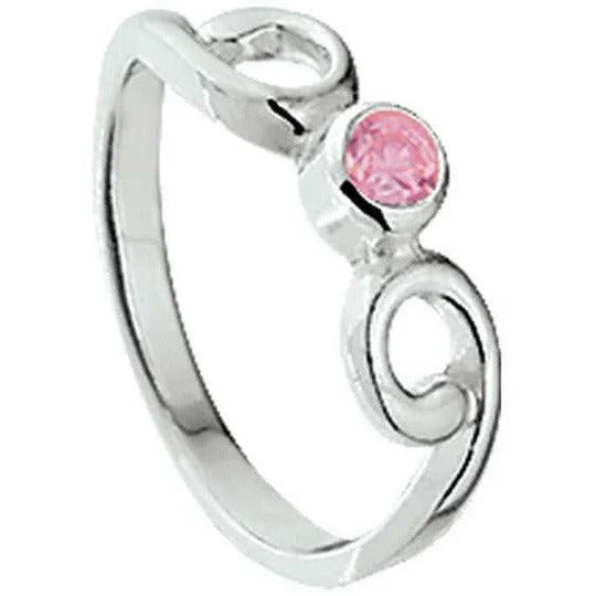 Zilveren ring roze zirkonia- ringmaat 12.5