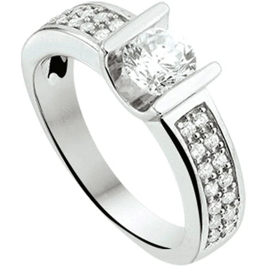 Zilveren ring zirkonia 6,6mm- ringmaat 16
