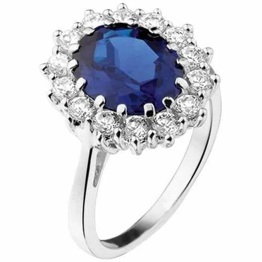 Zilveren ring zirkonia en synthetische saffier mt 17.75