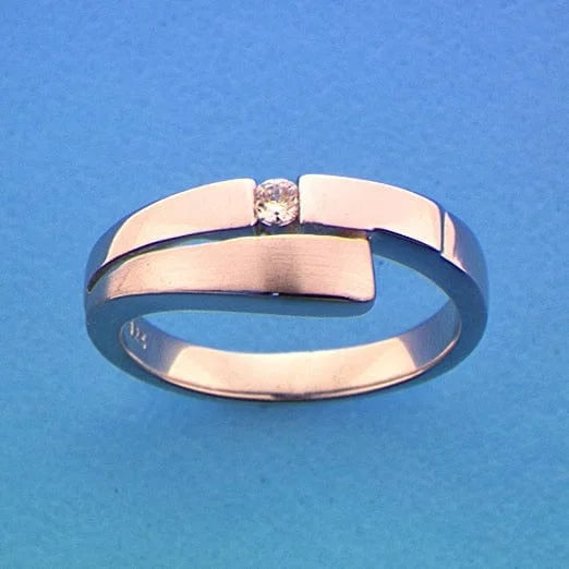 Zilveren ring zirkonia poli/mat- ringmaat 17.5