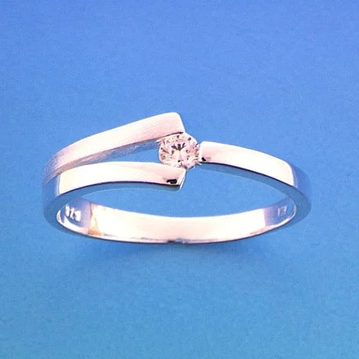 Zilveren ring zirkonia poli/mat- ringmaat 17.5