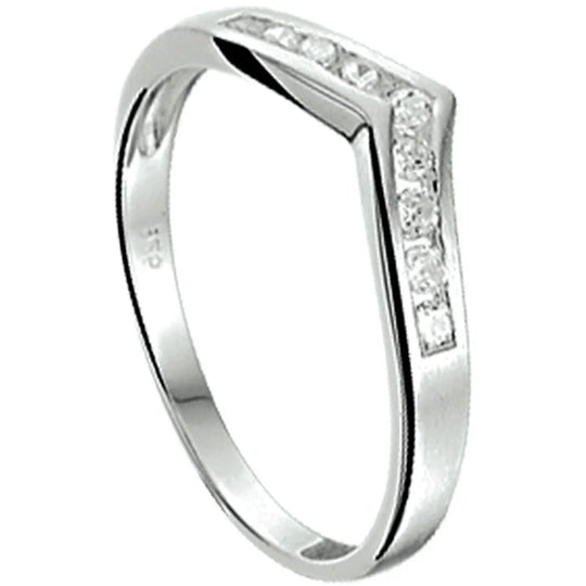 Zilveren ring zirkonia poli/mat- ringmaat 17.75