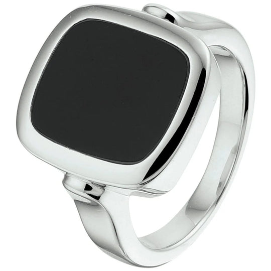 Zilveren zegelring massief onyx