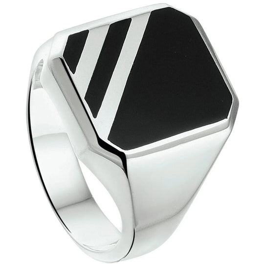 Zilveren zegelring massief onyx