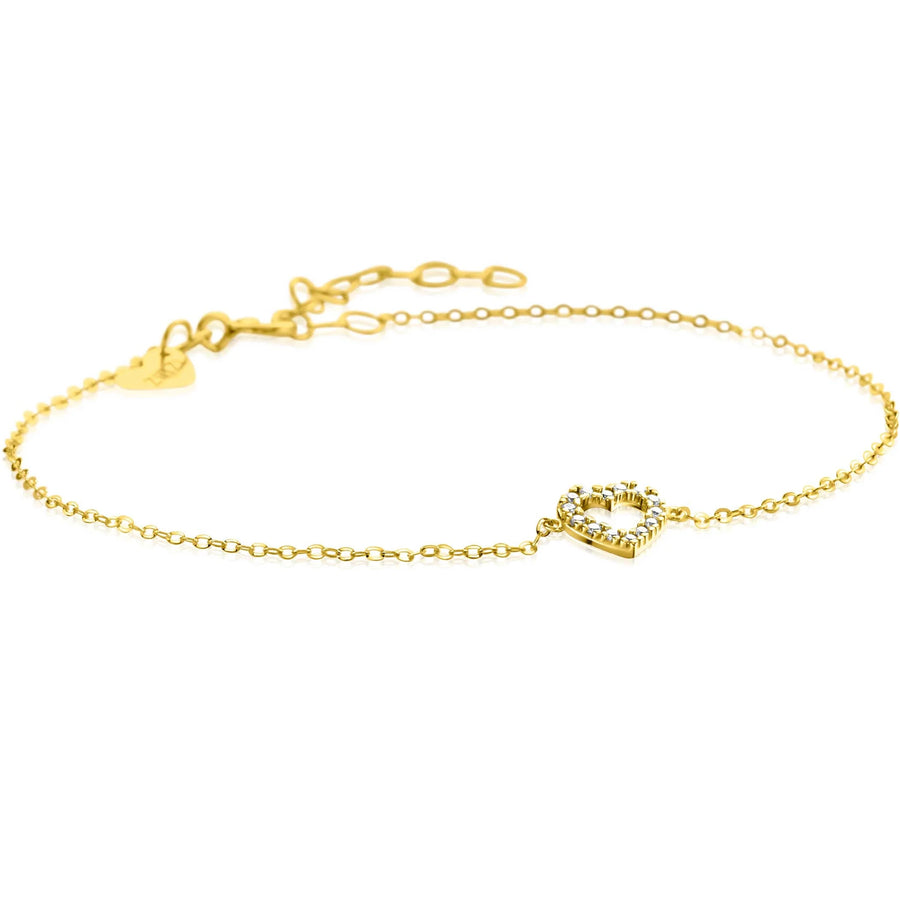 Gouden Zinzi armband ZGA450 met hartvormige diamant hanger