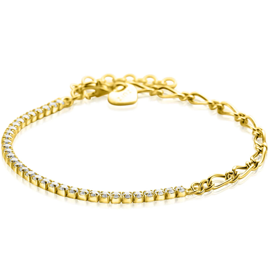 Gouden ZINZI armband ZIA2460Y met kristal en ketting schakels