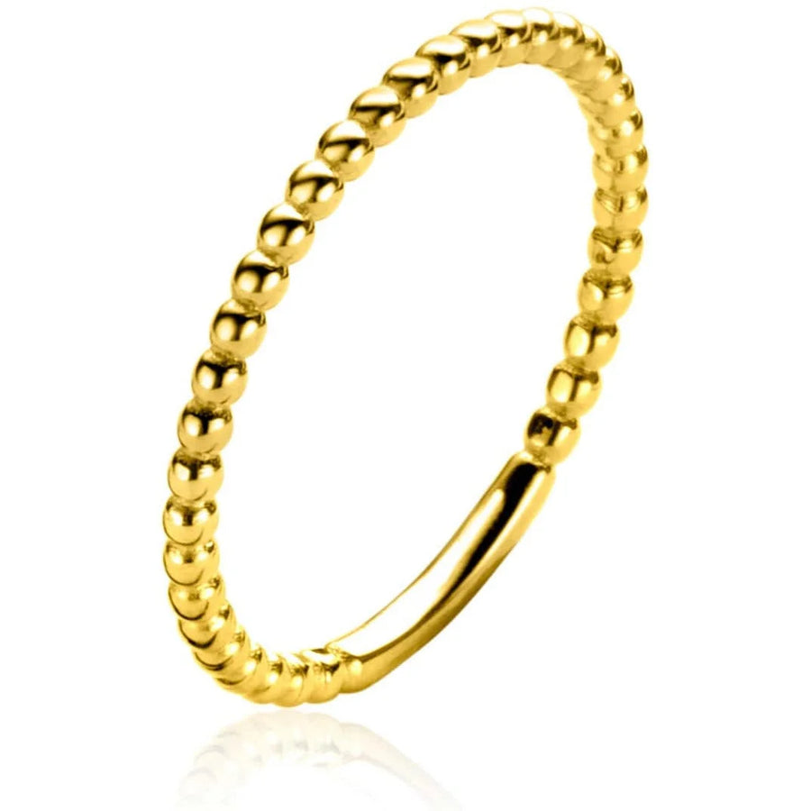 Gouden bewerkte Zinzi ring ZGR372 met gouden kralen